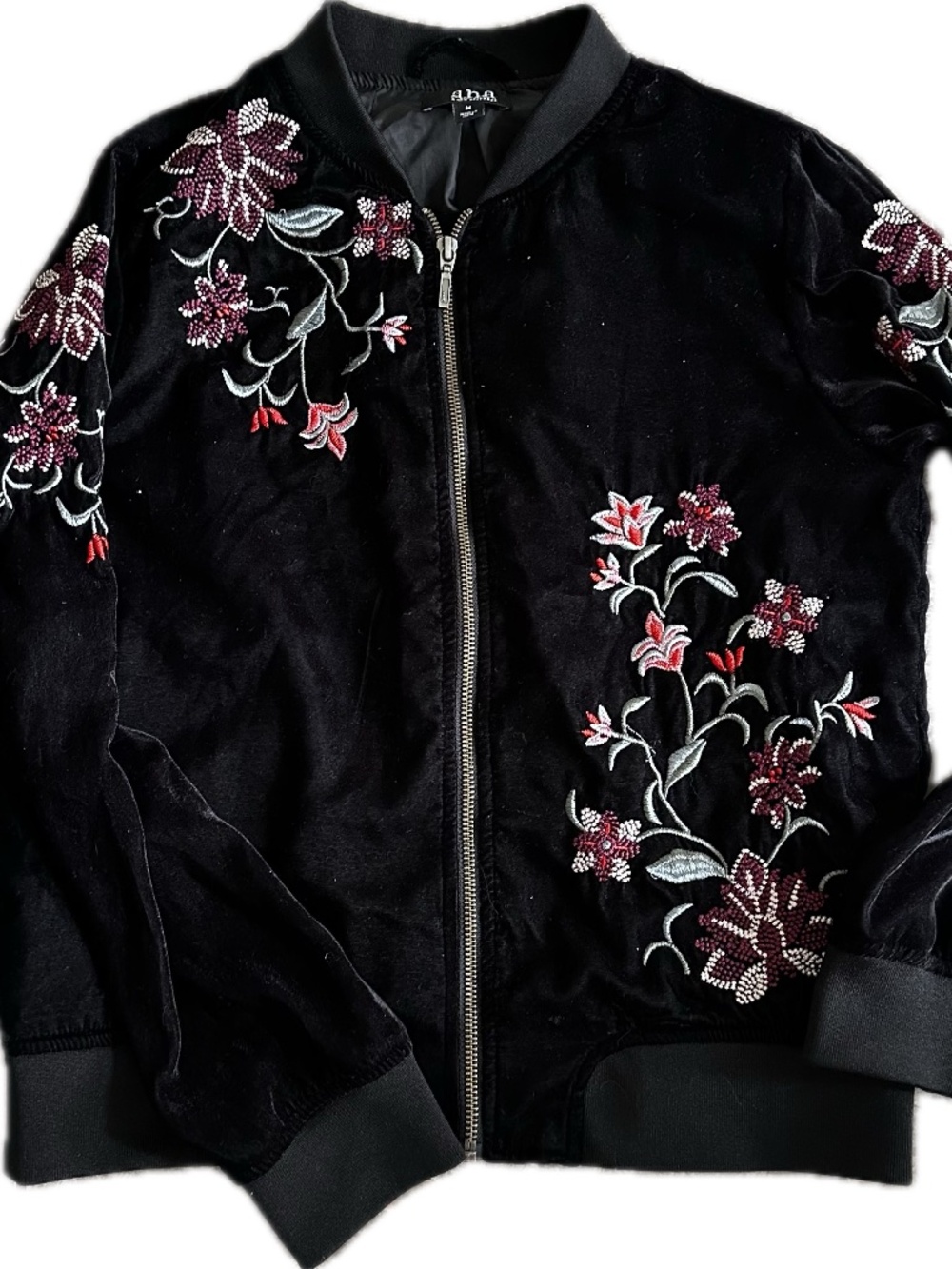 Thin velvet embroidered bomber jacket (M)